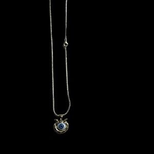 Elegant gold plate 14 k Necklace with Blue Eye Pendant